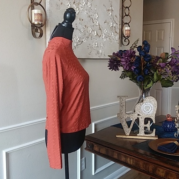 NWT Women's Nike Logo Print Mock-neck long Sleeve Top In Terracota. Size M - Picture 13 of 17